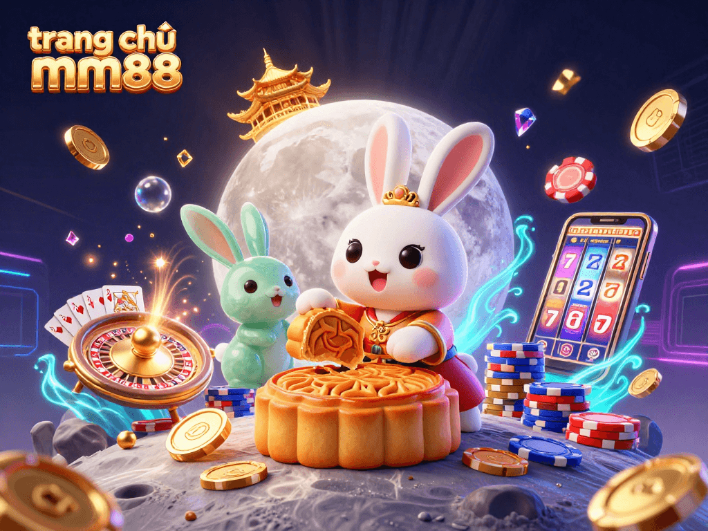 Engage in thrilling moments at trang chủ mm88, where a moon rabbit creates excitement with treasures and casino elements.