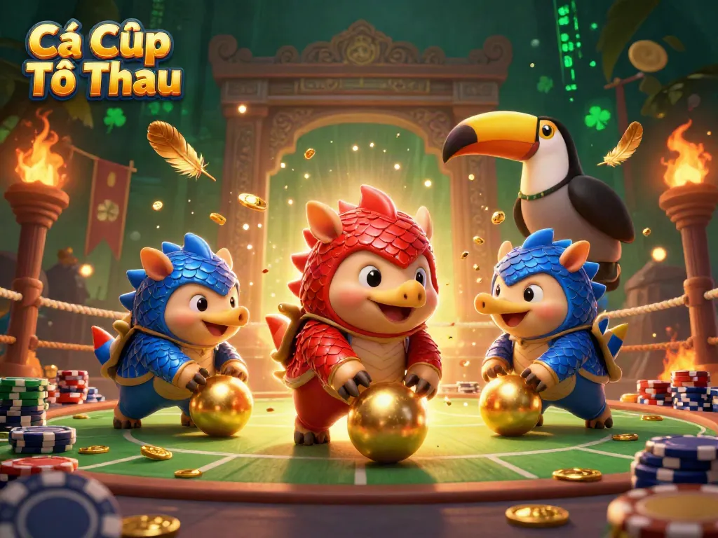 Experience engaging ¿Cá Cược Thể Thao? action with rival pangolins and festive gambling elements.