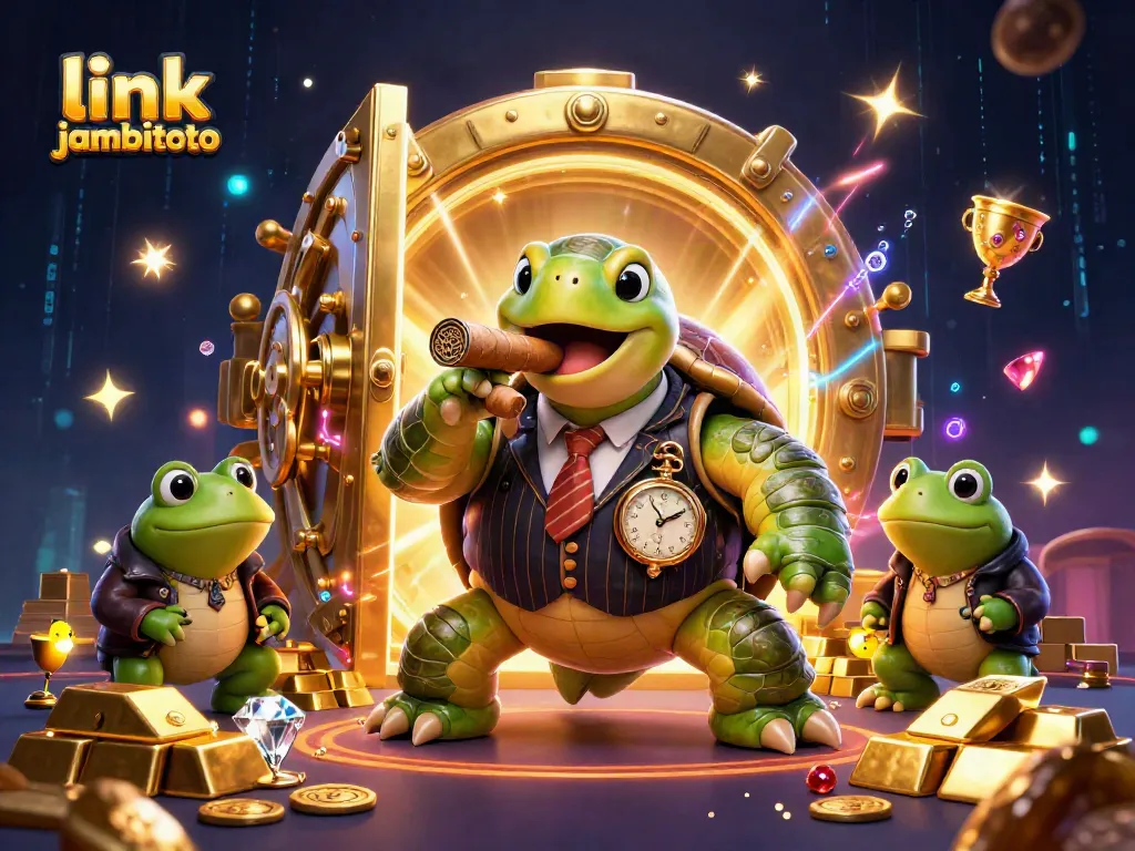 Experience excitement with link jambitoto, showcasing a vibrant 3D casino scene filled with treasures.