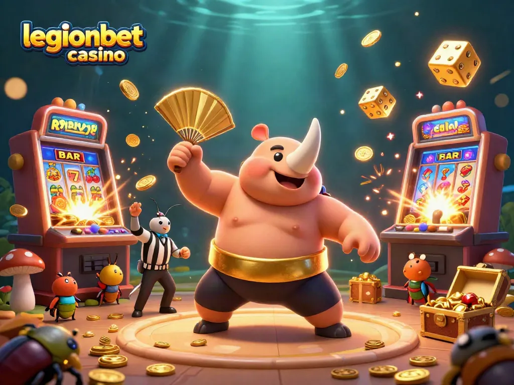 Experience the excitement of legionbet casino with a vibrant 3D gaming illustration.