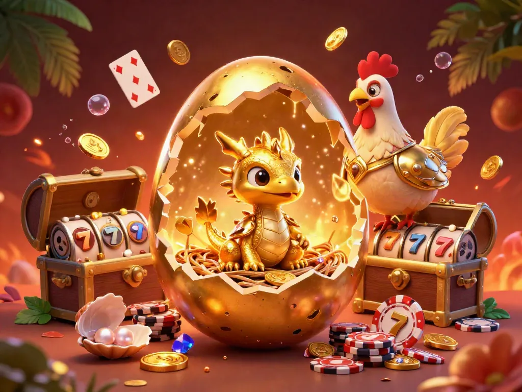 Experience excitement at Non gamstop casinos UK with a vibrant 3D golden dragon amidst poker chips and game elements.