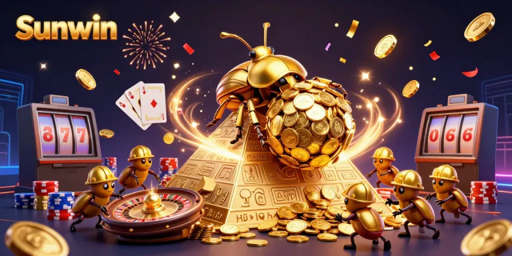 Experience excitement with Sunwin's vibrant gaming atmosphere filled with golden treasures.