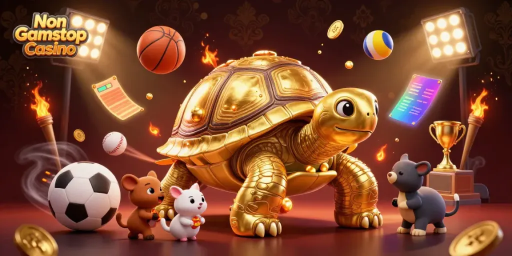 Experience the vibrant action at a Non Gamstop Casino with lively characters and dynamic gaming elements.