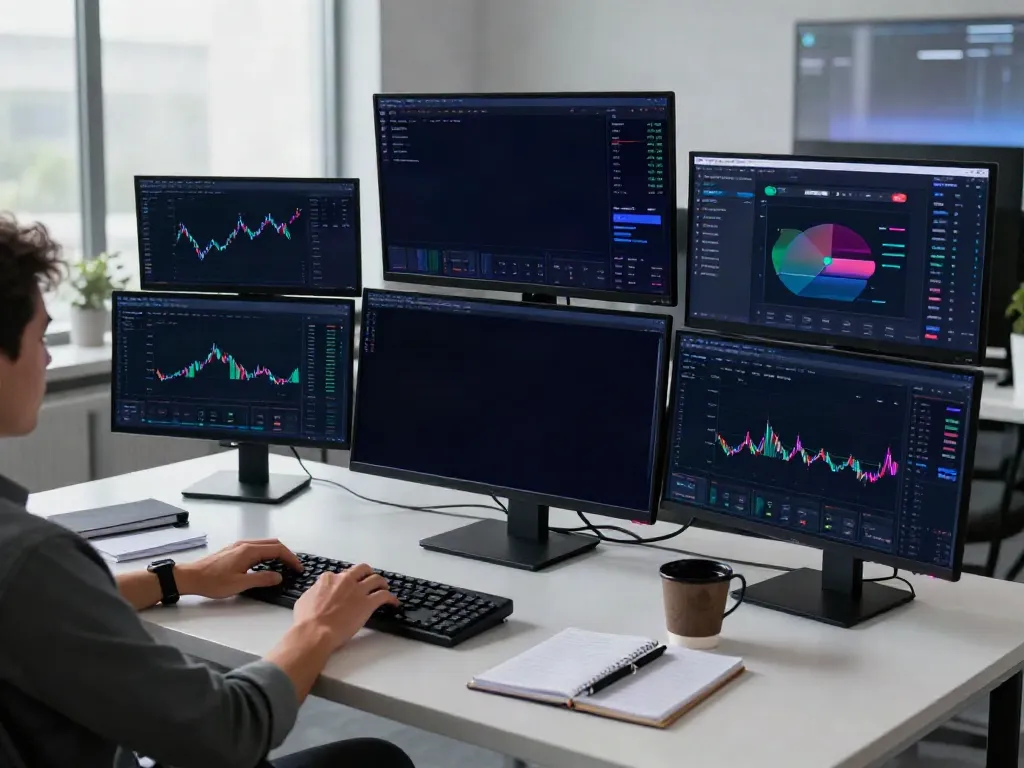 verified Telegram channel featuring real-time cryptocurrency trading and DeFi analytics in a modern workspace.
