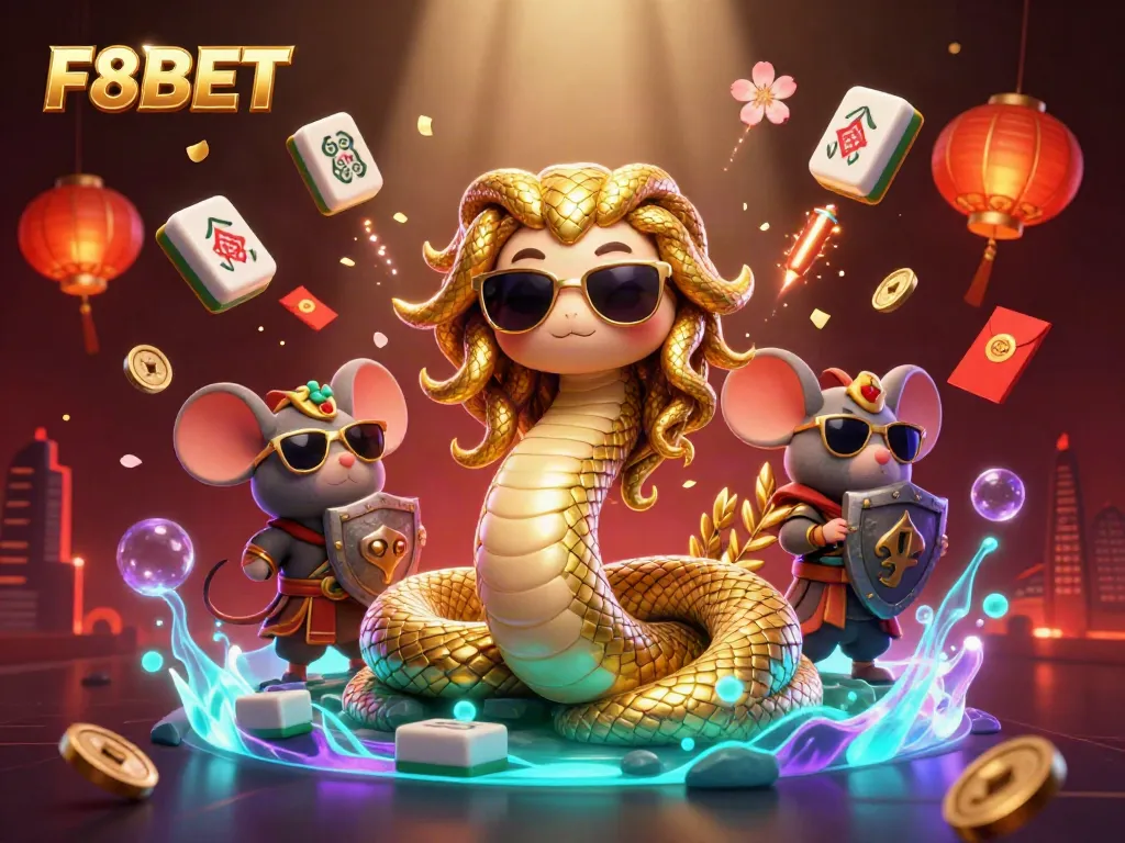 Experience the excitement of F8BET with a vibrant casino-themed 3D illustration featuring rich gaming elements.