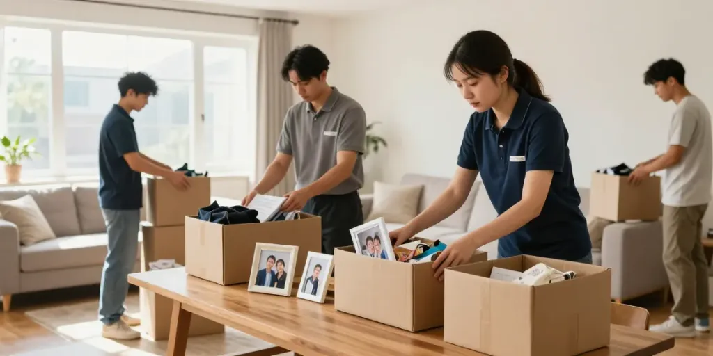 House Clearance Edinburgh services with professionals handling personal belongings