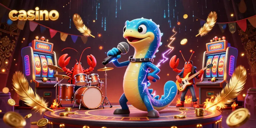 Experience thrilling casino adventures with a DJ electric eel and vibrant underwater performance.