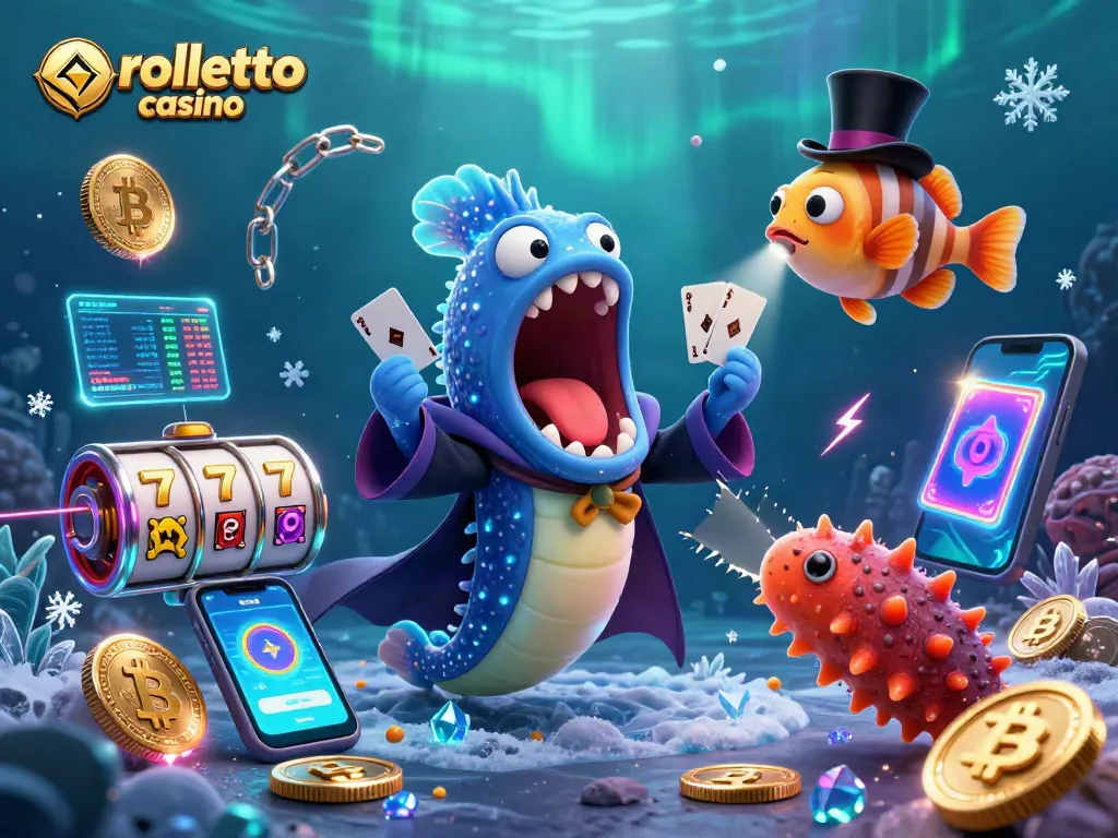 Engage with rolletto casino's immersive world through this vibrant illustration of deep-sea thrill.