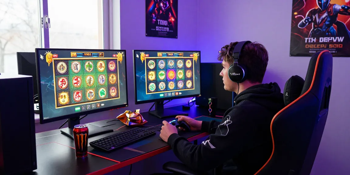 Engaged player experiencing thrilling slot games in a modern gaming setup with vibrant screens and inviting atmosphere.