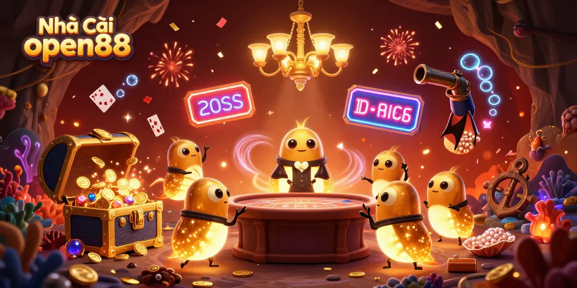 Experience the vibrant action at Nhà cái open88, featuring a lively casino scene with glowworms and a bat dealer.