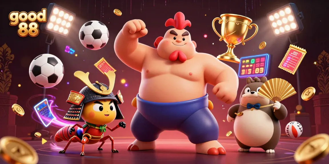 Experience the excitement of good 88 in this vibrant gambling-themed illustration.