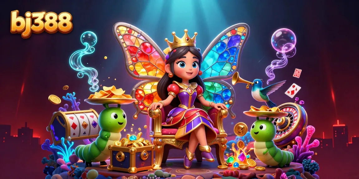 Experience vibrant bj388 online gaming with thrilling animated casino characters and treasure.
