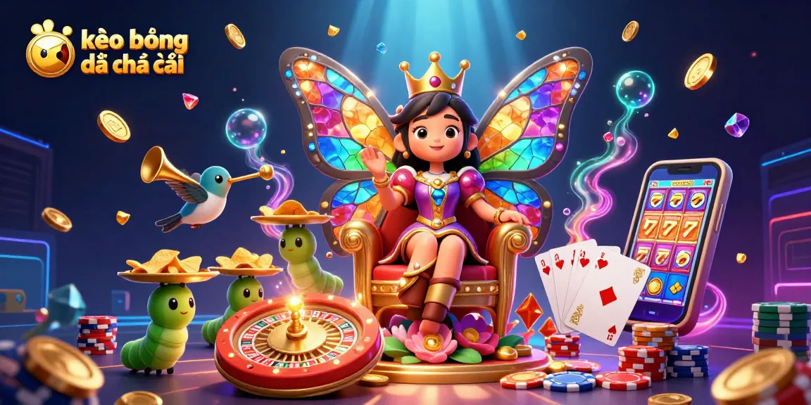 Engage with kèo bóng đá nhà cái through a vibrant 3D illustration featuring whimsical characters and stunning gambling elements.