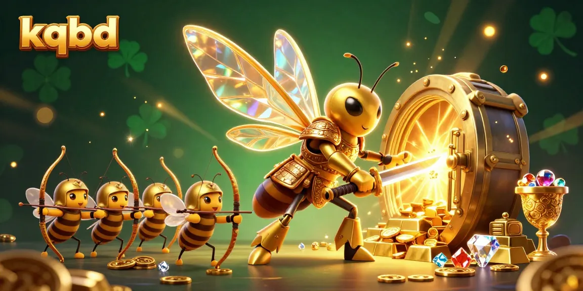 Engage with kqbd through a vibrant illustration featuring dynamic gambling elements and golden treasures.