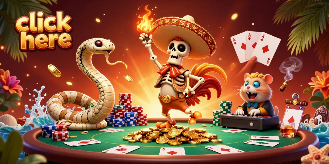 Engage with a vibrant casino scene showcasing "click here" for top gambling action featuring dynamic characters and rich game elements.