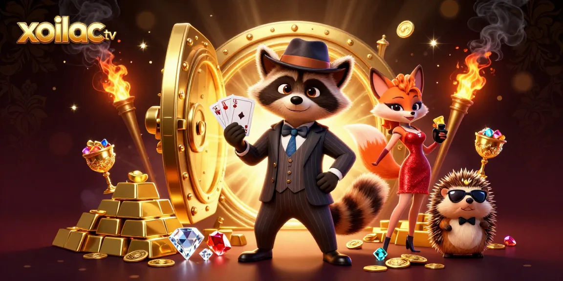 Xoilac TV showcases an engaging scene with vibrant 3D characters celebrating successful gambling moments.