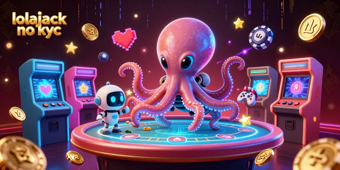 Experience the fun at lolajack no kyc with a thrilling poker scene featuring an alien octopus and vibrant gaming elements.
