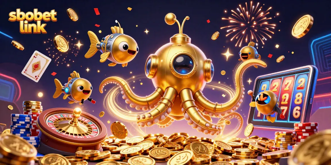 Experience thrilling betting with the sbobet link as the golden kraken submarine navigates a treasure of casino elements.
