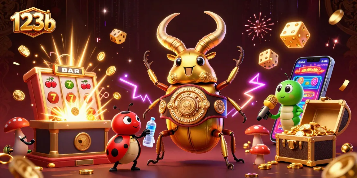 Engage in gaming excitement with 123b's vibrant 3D casino illustration featuring dynamic characters and jackpots.