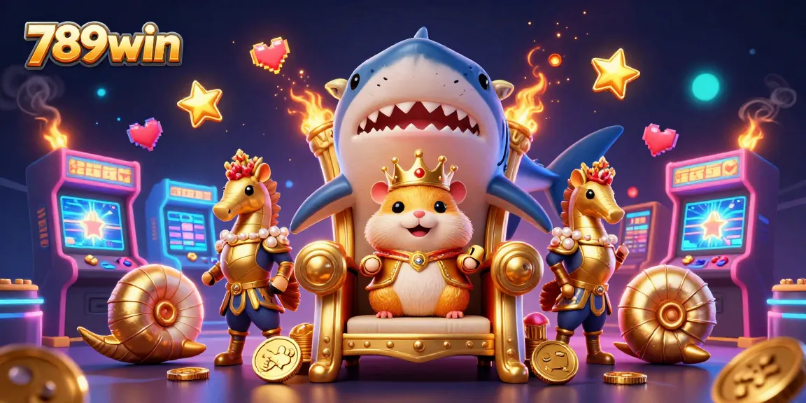 Experience the thrill of 789win with a vibrant 3D casino gaming scene featuring a golden hamster king.