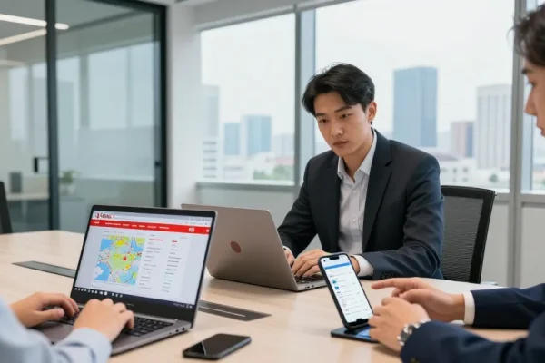 Vodafone vs O2 business mobile comparison in a modern office setting