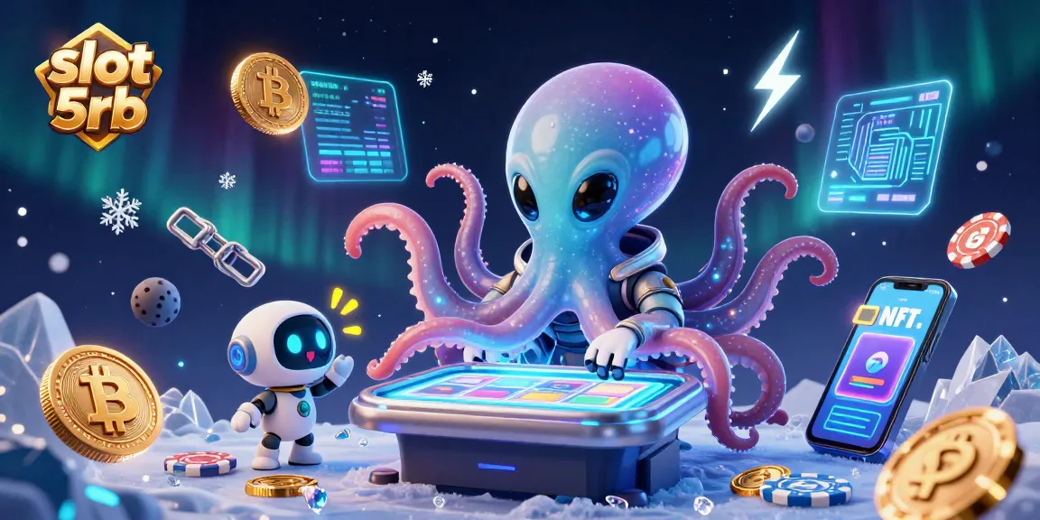 Experience thrilling slot 5rb action with a vibrant scene of an alien octopus winning in a cosmic casino.
