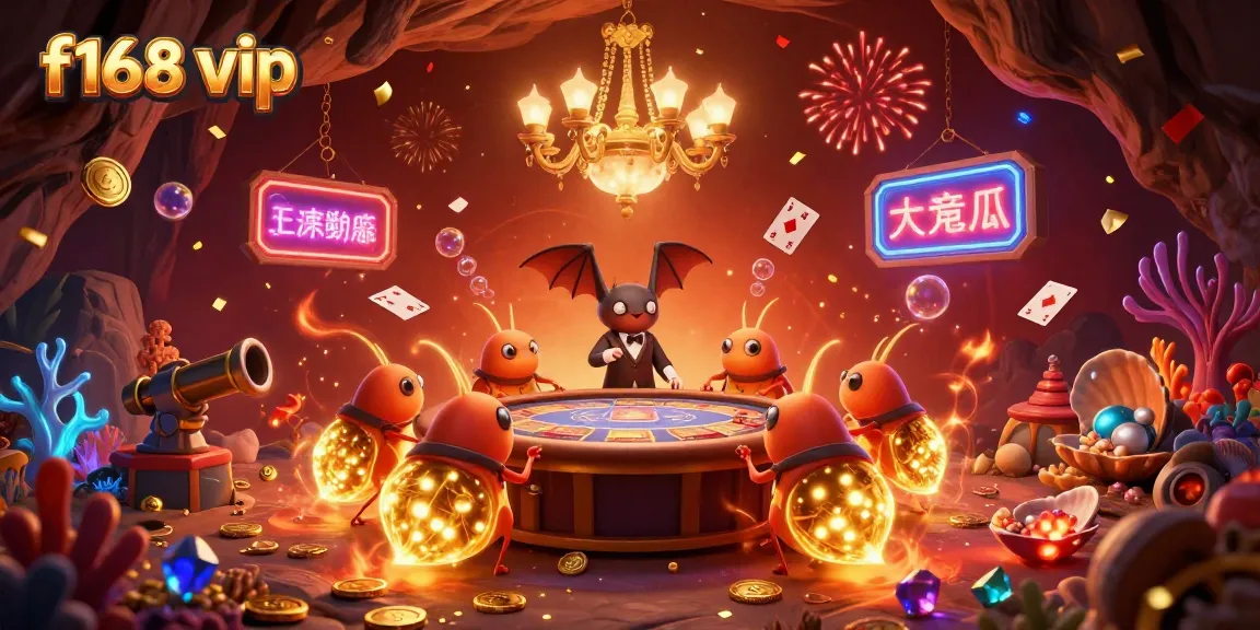 Experience the excitement of f168 vip with glowing glowworms lighting up a magical casino scene filled with treasures and games.